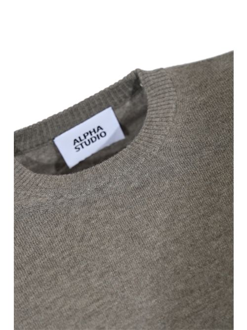 Maglia girocollo regular in lana Geelong Tortora Alpha studio | AU-3100CU1015